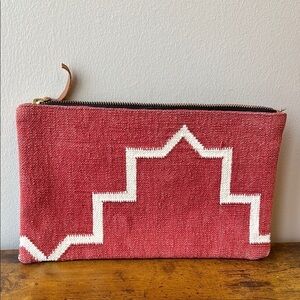 Red and White Geometric Clutch